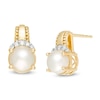 Thumbnail Image 0 of 6.0mm Cultured Freshwater Pearl and 1/20 CT. T.W. Diamond Beaded Drop Earrings in 10K Gold