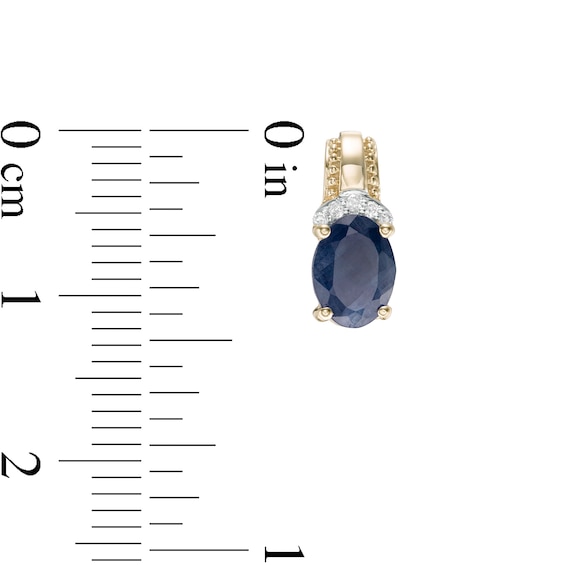 Oval Blue Sapphire and 1/20 CT. T.W. Diamond Beaded Drop Earrings in 10K Gold Oval Blue Sapphire and 1/20 CT. T.W. Diamond Beaded Drop Earrings in 10K Gold