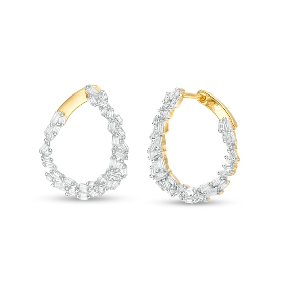 1/2 CT. T.w. Baguette Diamond Scatter Hoop Earrings in 14K Gold