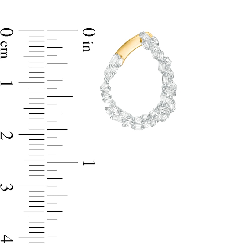 1/2 CT. T.W. Baguette Diamond Scatter Hoop Earrings in 14K Gold