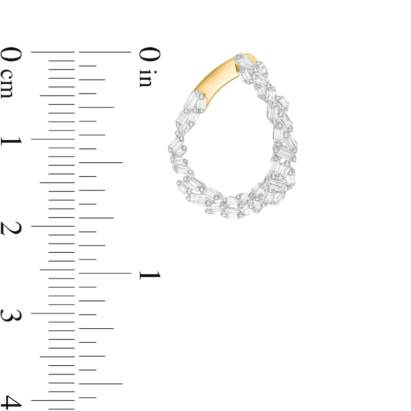 Main Image 3 of 1/2 CT. T.W. Baguette Diamond Scatter Hoop Earrings in 14K Gold