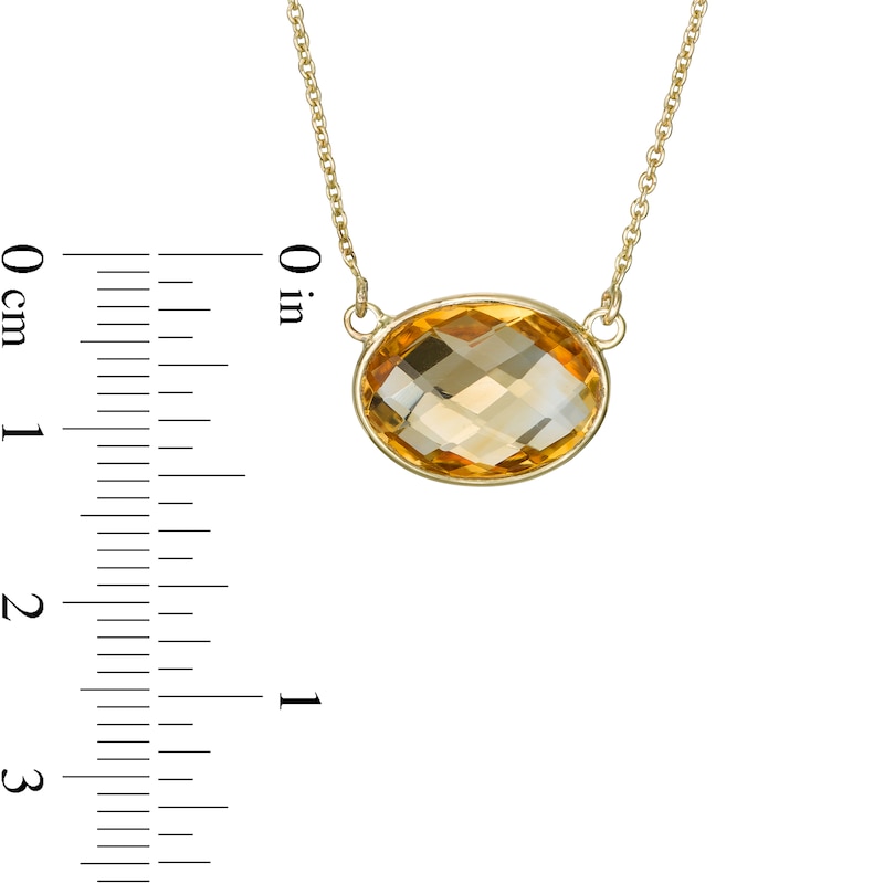 Main Image 2 of Sideways Faceted Oval Citrine Necklace in 10K Gold