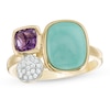 Thumbnail Image 1 of Turquoise, Amethyst and White Topaz Geometric Ring in 10K Gold