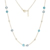Thumbnail Image 1 of Turquoise, Blue and White Topaz Bezel-Set Station Necklace in 10K Gold