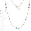 Thumbnail Image 3 of Turquoise, Blue and White Topaz Bezel-Set Station Necklace in 10K Gold