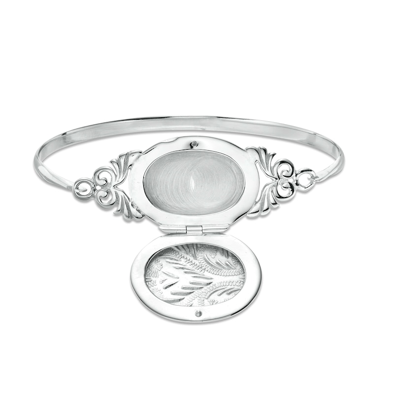 Vintage-Style Oval Locket Bangle in Sterling Silver