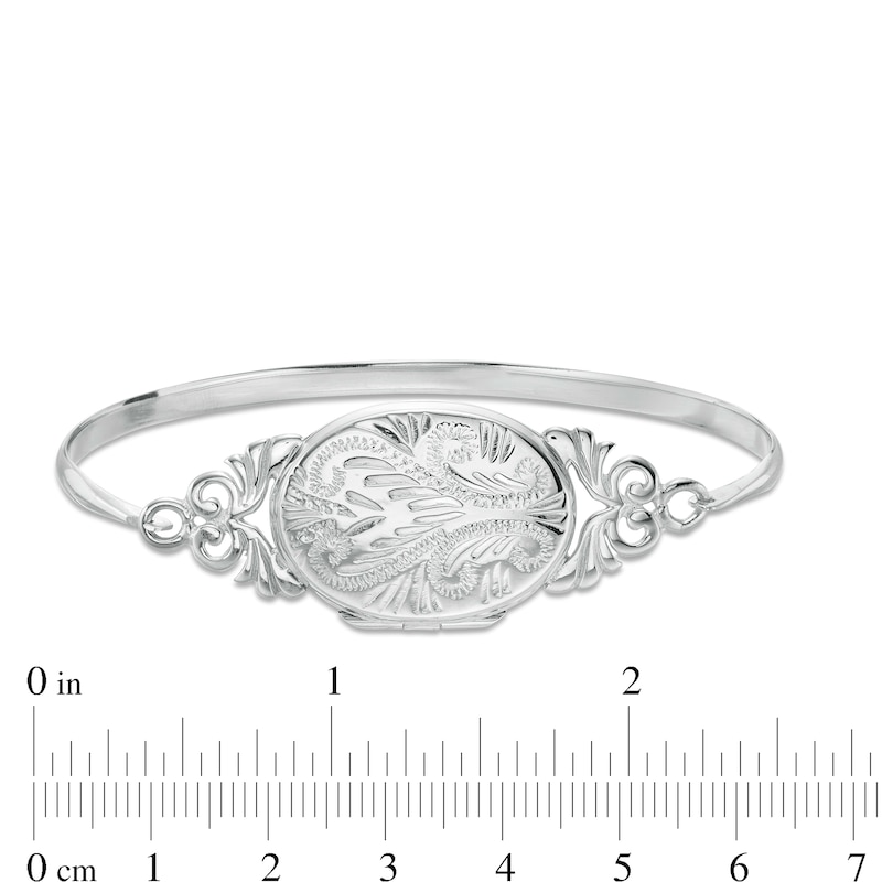 Vintage-Style Oval Locket Bangle in Sterling Silver