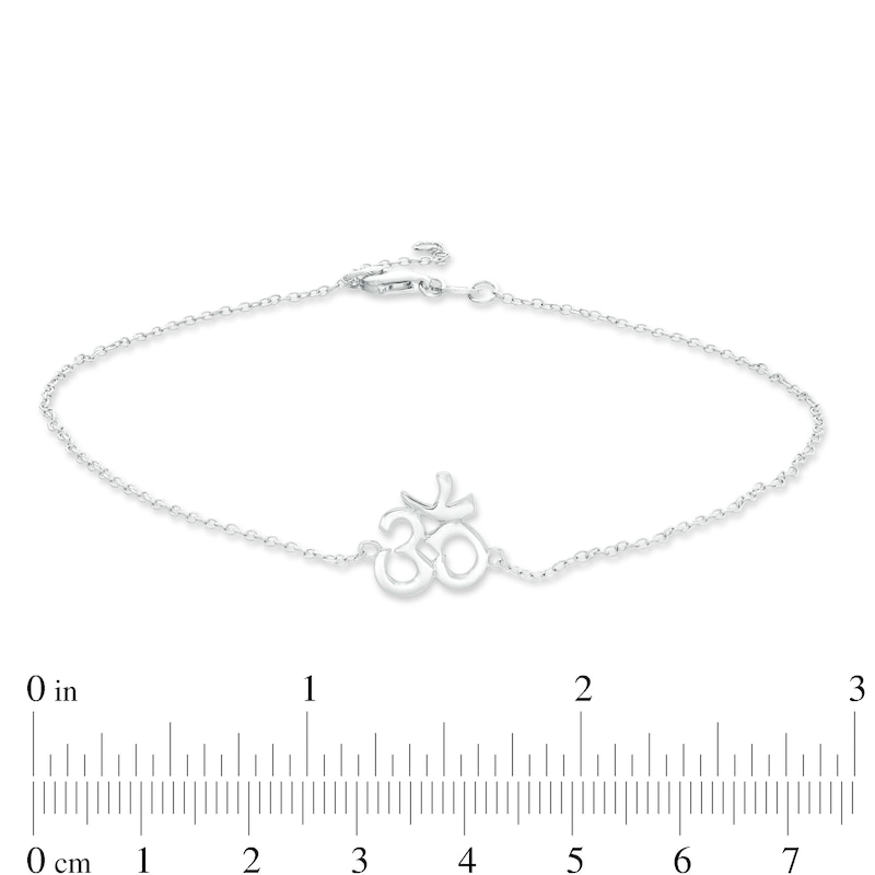 Om Sanskrit Symbol Anklet in Sterling Silver - 10"