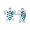 Thumbnail Image 0 of Lab-Created Blue Opal Sea Turtle Stud Earrings in Sterling Silver