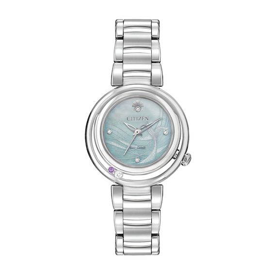 Ladies' Citizen Eco-Drive® Disney Ariel Diamond and Crystal Accent Watch with Mother-of-Pearl Dial (Model: EM0820-56N) Ladies' Citizen Eco-Drive® Disney Ariel Diamond and Crystal Accent Watch with Mother-of-Pearl Dial (Model: EM0820-56N)