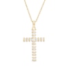 Thumbnail Image 0 of 1/2 CT. T.W. Baguette and Round Diamond Cross Pendant in 14K Gold
