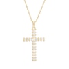 Thumbnail Image 1 of 1/2 CT. T.W. Baguette and Round Diamond Cross Pendant in 14K Gold