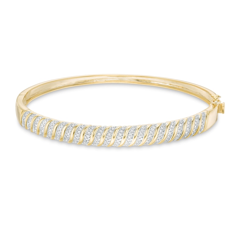 1/2 CT. T.W. Diamond "S" Bangle in 10K Gold