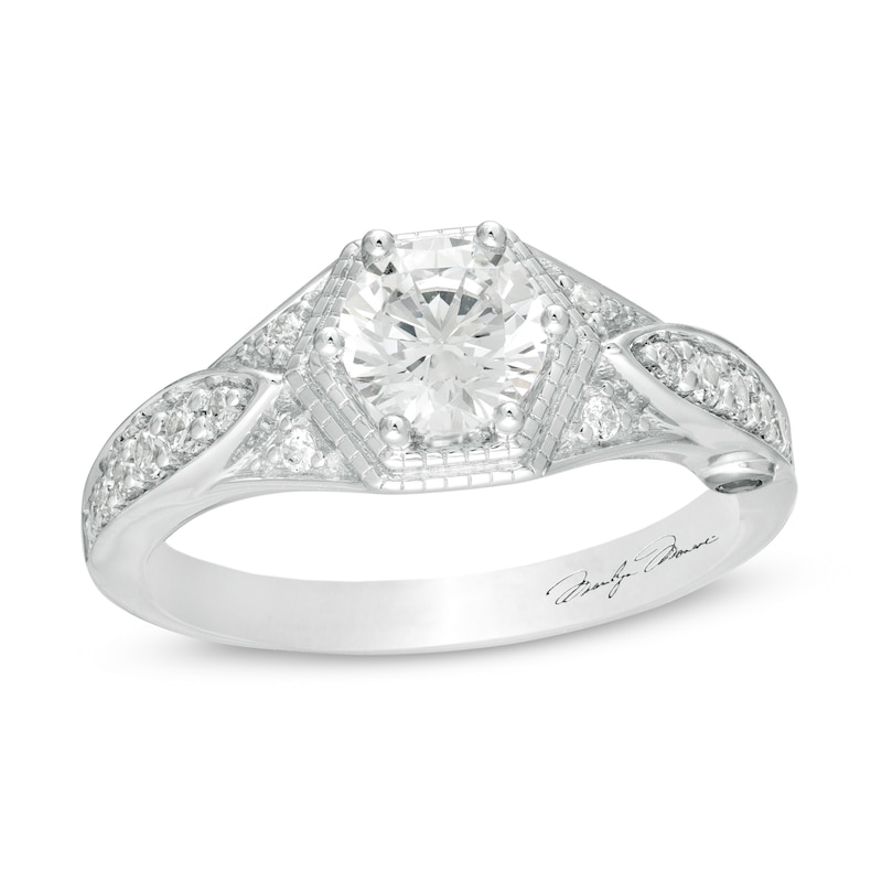 Marilyn Monroe™ Collection 1 CT. T.W. Diamond Hexagonal Frame Art Deco Engagement Ring in 14K White Gold