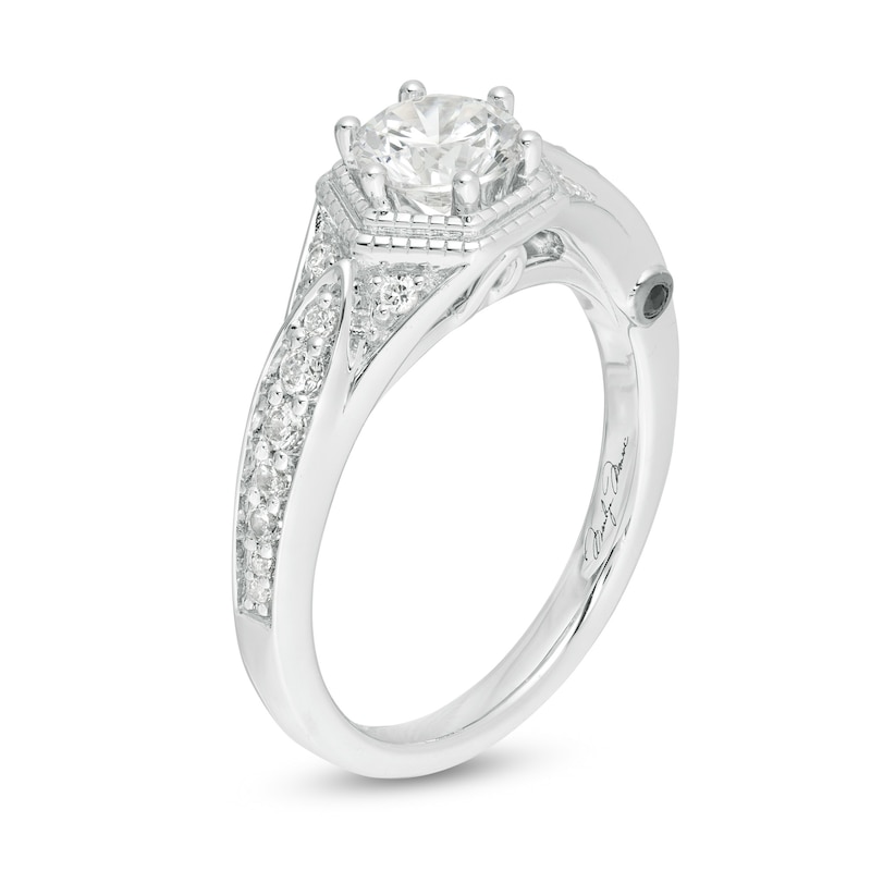 Marilyn Monroe™ Collection 1 CT. T.W. Diamond Hexagonal Frame Art Deco Engagement Ring in 14K White Gold