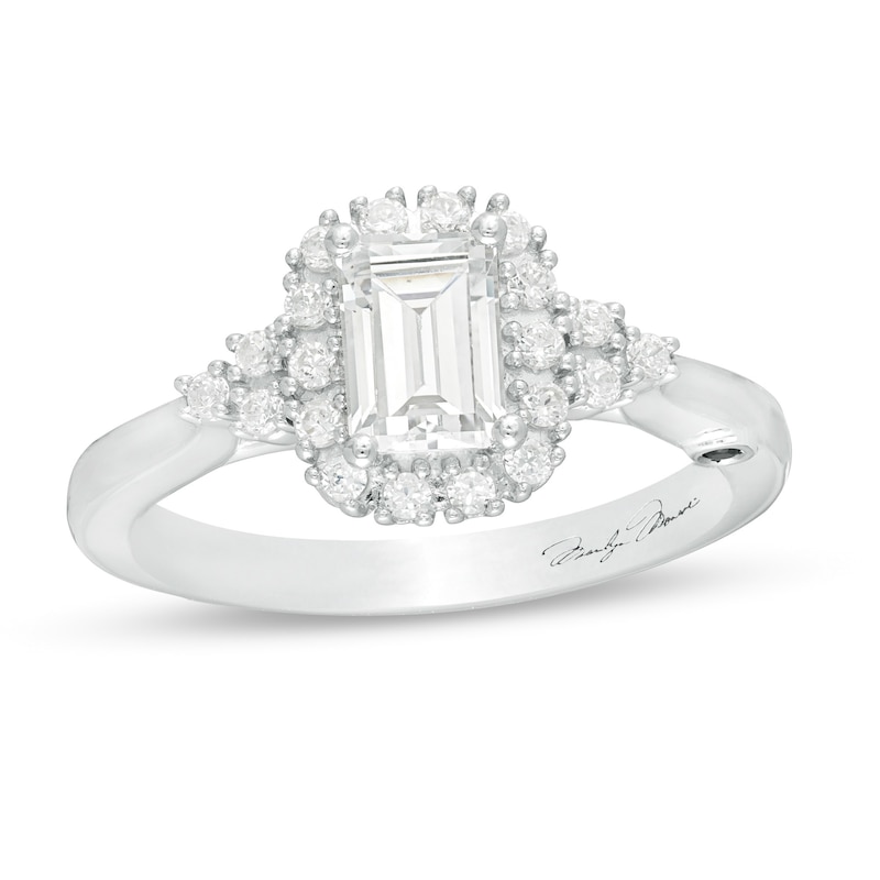 Main Image 1 of Marilyn Monroe™ Collection 1 CT. T.W. Emerald-Cut Diamond Frame Engagement Ring in 14K White Gold
