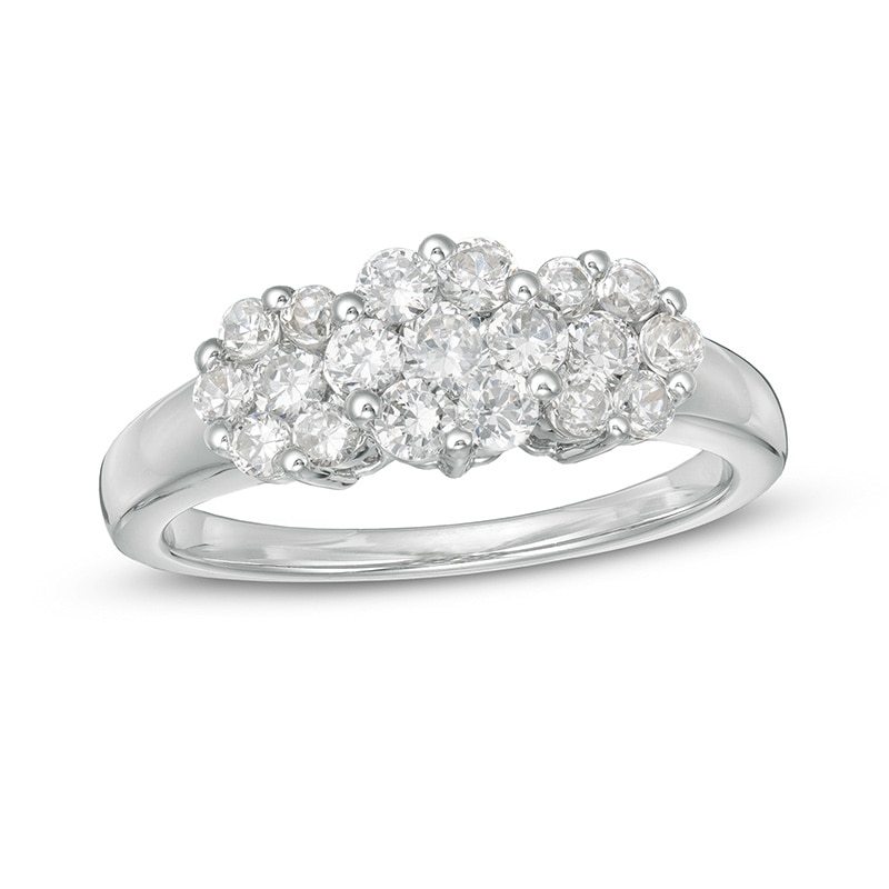 Main Image 1 of 1 CT. T.W. Multi-Diamond Flower Ring in 10K White Gold