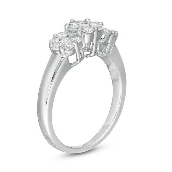 1 CT. T.w. Multi-Diamond Flower Ring in 10K White Gold