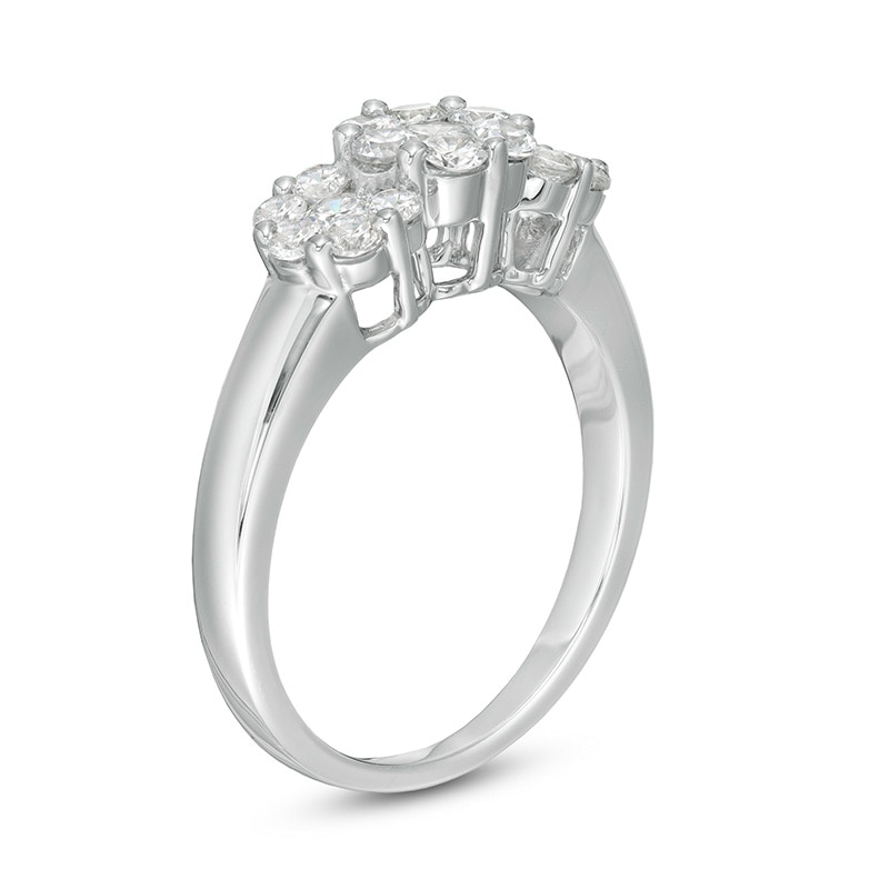 Main Image 2 of 1 CT. T.W. Multi-Diamond Flower Ring in 10K White Gold