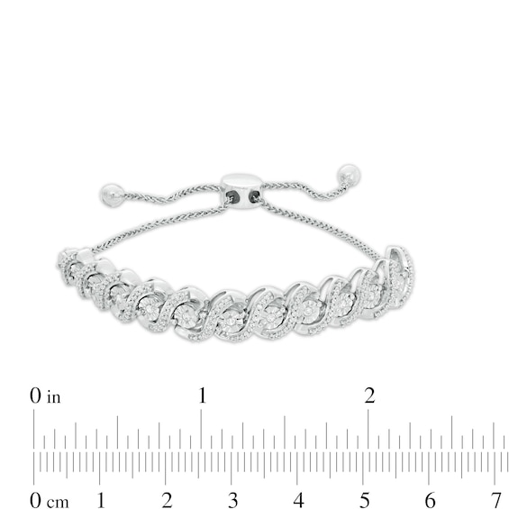 1/2 CT. T.w. Diamond Cascading "S" Bolo Bracelet in Sterling Silver - 9.5"