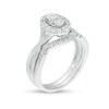 Thumbnail Image 3 of 1/8 CT. T.W. Composite Diamond Oval Frame Twist Shank Vintage-Style Bridal Set in Sterling Silver