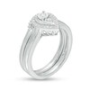 1/5 CT. T.W. Composite Diamond Pear-Shaped Frame Vintage-Style Bridal Set in Sterling Silver