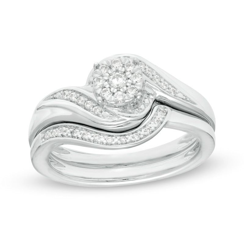 Main Image 1 of 1/4 CT. T.W. Composite Diamond Frame Bypass Bridal Set in Sterling Silver