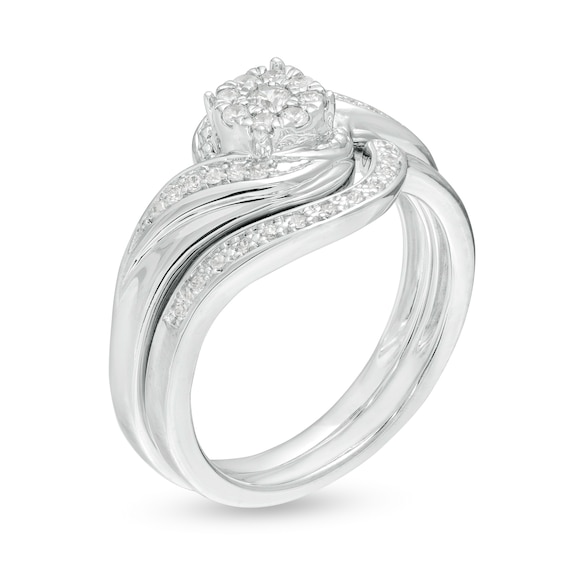 1/4 CT. T.w. Composite Diamond Frame Bypass Bridal Set in Sterling Silver