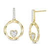 1/6 CT. T.W. Composite Diamond Heart in Twisted Circle Drop Earrings in 10K Gold