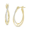 Thumbnail Image 1 of 1/8 CT. T.W. Diamond Crossover Hoop Earrings in 10K Gold