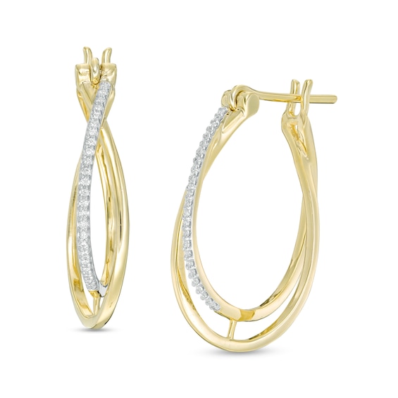 1/8 CT. T.w. Diamond Crossover Hoop Earrings in 10K Gold