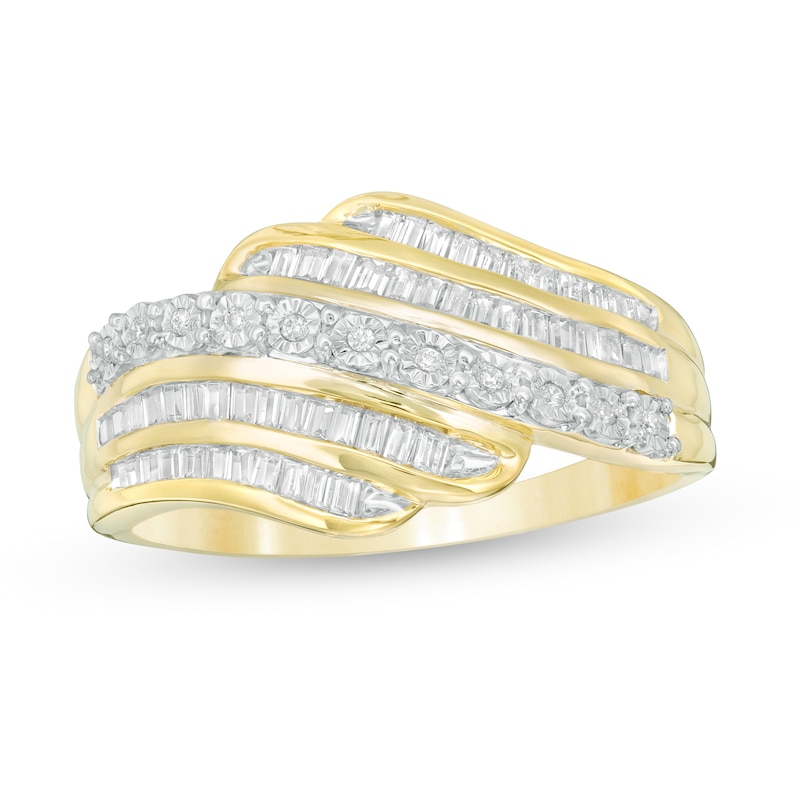 Main Image 1 of 1/4 CT. T.W. Diamond Wave Ring in 10K Gold