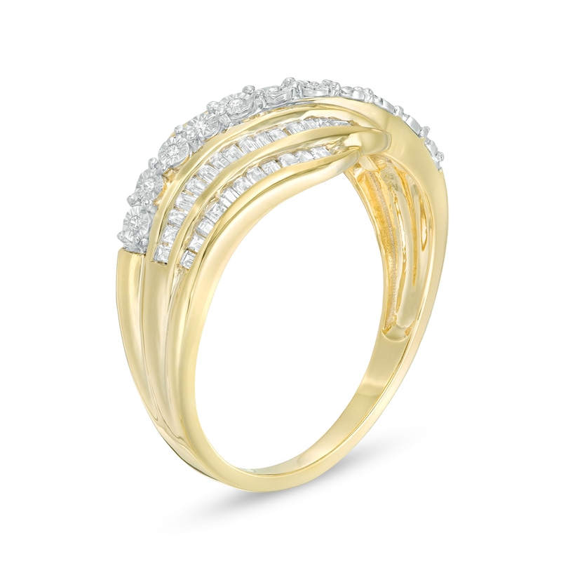 Main Image 2 of 1/4 CT. T.W. Diamond Wave Ring in 10K Gold