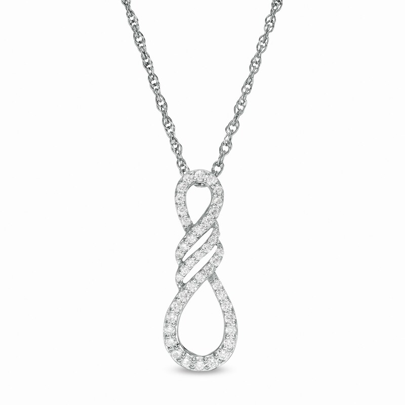 Main Image 1 of 1/4 CT. T.W. Diamond Infinity Flame Pendant in Sterling Silver
