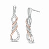 Thumbnail Image 1 of 1/5 CT. T.W. Diamond Infinity Flame Drop Earrings in Sterling Silver and 10K Rose Gold
