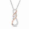 Thumbnail Image 1 of 1/6 CT. T.W. Diamond Infinity Flame Pendant in Sterling Silver and 10K Rose Gold