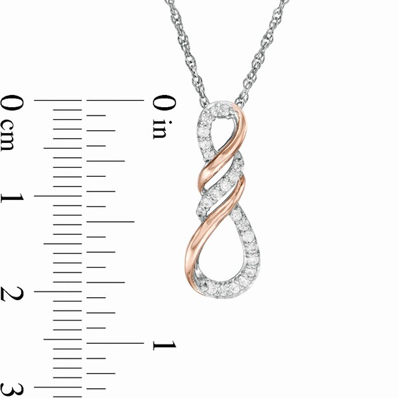 1/6 CT. T.w. Diamond Infinity Flame Pendant in Sterling Silver and 10K Rose Gold