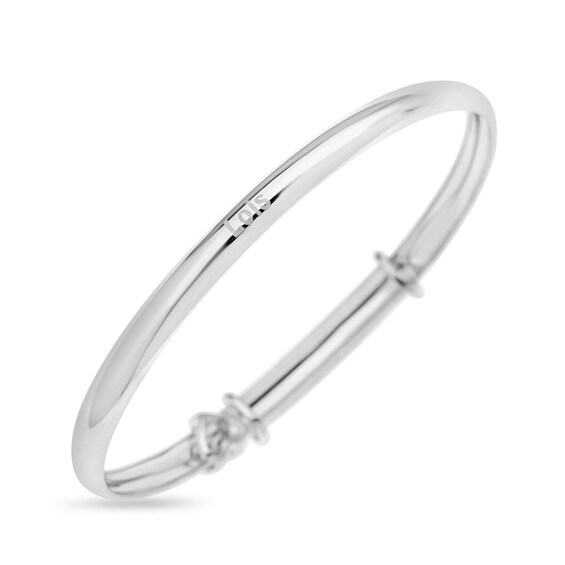 Baby's First Diamond Accent Heart Slider Engravable Name Bangle in Sterling Silver (1 Line) - 6.25"