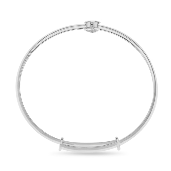 Baby's First Diamond Accent Heart Slider Engravable Name Bangle in Sterling Silver (1 Line) - 6.25"
