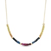 Thumbnail Image 1 of Multi-Color Sapphire Bead Necklace in Sterling Silver with 14K Gold Plate
