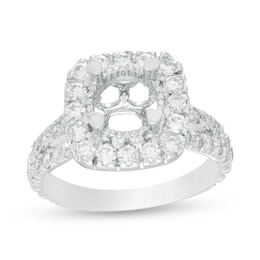 1-1/2 CT. T.W. Diamond Cushion Frame Semi-Mount in 14K White Gold