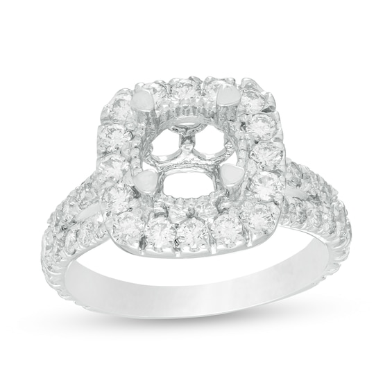 1-1/2 CT. T.w. Diamond Cushion Frame Semi-Mount in 14K White Gold