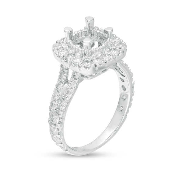1-1/2 CT. T.w. Diamond Cushion Frame Semi-Mount in 14K White Gold