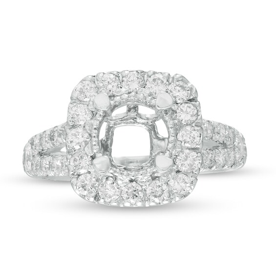 1-1/2 CT. T.w. Diamond Cushion Frame Semi-Mount in 14K White Gold