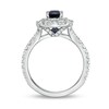 Thumbnail Image 3 of Vera Wang Love Collection Certified Cushion-Cut Sapphire and 5/8 CT. T.W. Diamond Engagement Ring in 14K White Gold