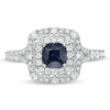 Thumbnail Image 4 of Vera Wang Love Collection Certified Cushion-Cut Sapphire and 5/8 CT. T.W. Diamond Engagement Ring in 14K White Gold