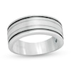 Thumbnail Image 1 of Vera Wang Men's Grooved Wedding Band in 14K White Gold