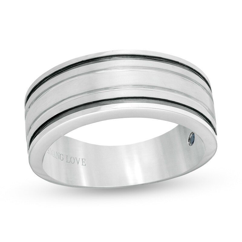 Main Image 1 of Vera Wang Men's Grooved Wedding Band in 14K White Gold