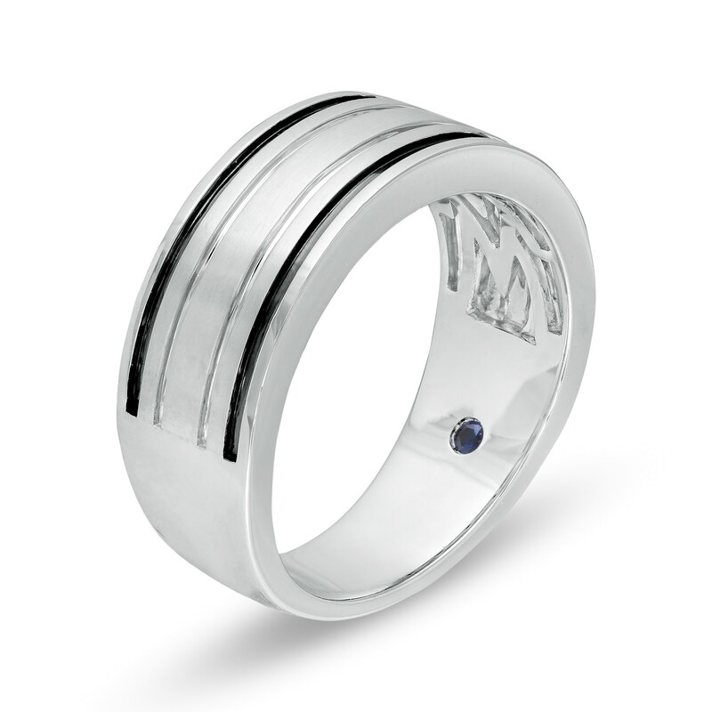 Main Image 2 of Vera Wang Men's Grooved Wedding Band in 14K White Gold