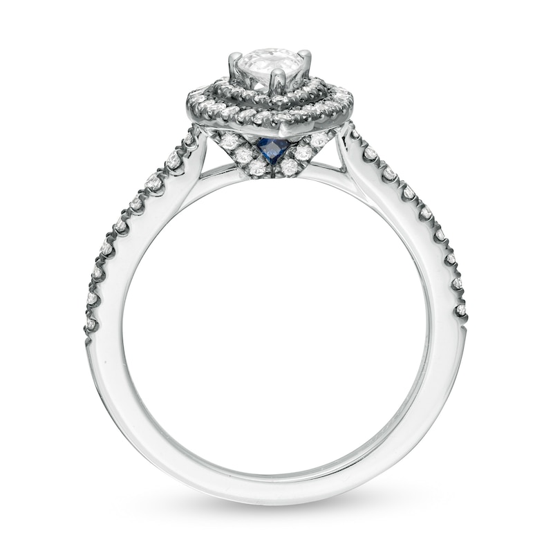 Vera Wang Love Collection 3/4 CT. T.W. Pear-Shaped Diamond Frame Engagement Ring in 14K White Gold and Black Rhodium